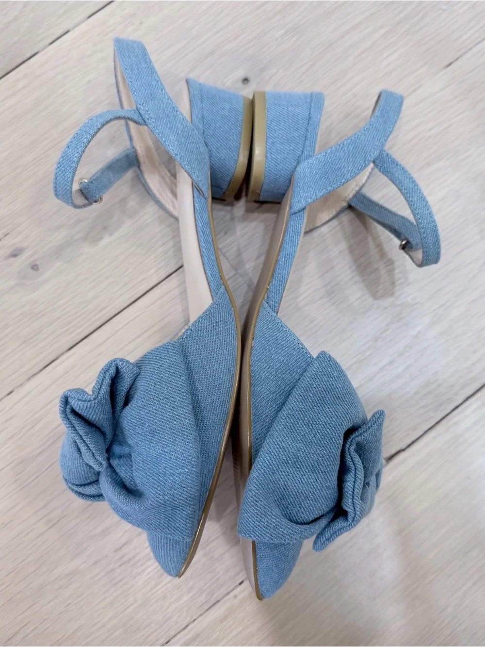 Ivy City Co Mini Eloise Denim Bow Heels Girls Size 3